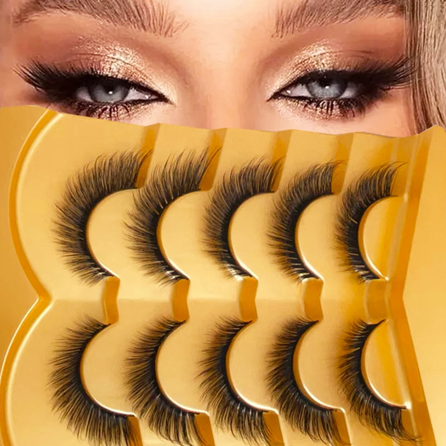 Olho de mangueira cílios postiços naturais estender aparência natural cílios postiços de anjo fofo-5 pares, mostrar facilmente aparência encantadora