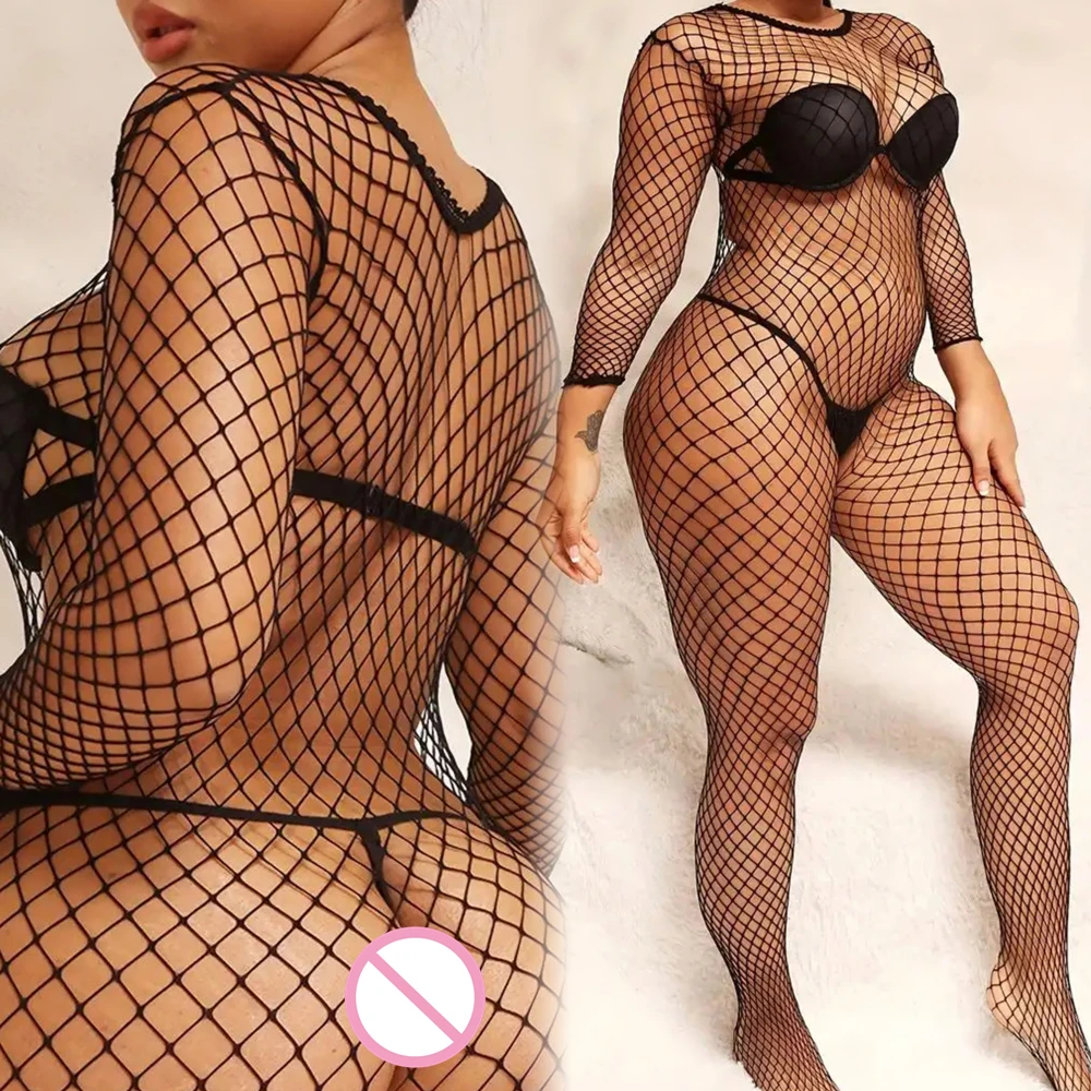 Sexy Mesh Bodystockings For Women Erotic Fishnet Sexy Lingerie See Through Dress Costumes Teddies Bodysuits Sexy Porno Underwear