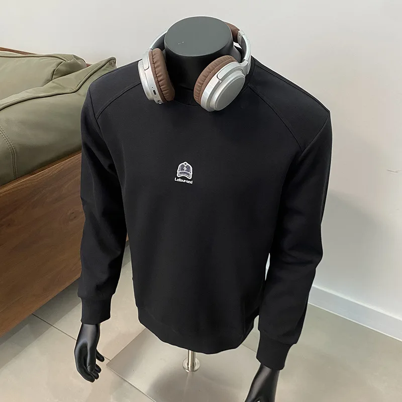 

Casual hoodie men's 2025 autumn new classic simple round neck street trendy long sleeved shirt