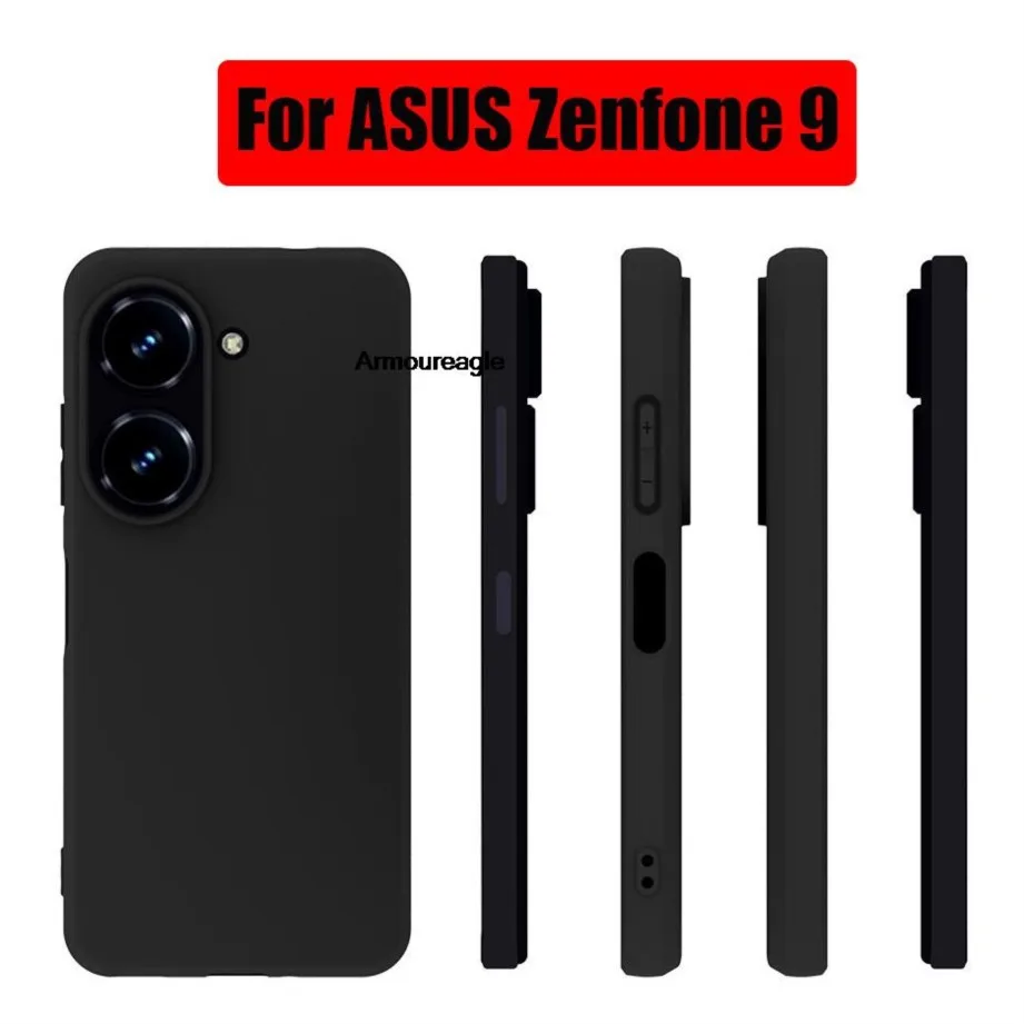 guard protector on for asus zenfone 9 case black matte non-slip skid-proof soft tpu silicone case cover coque