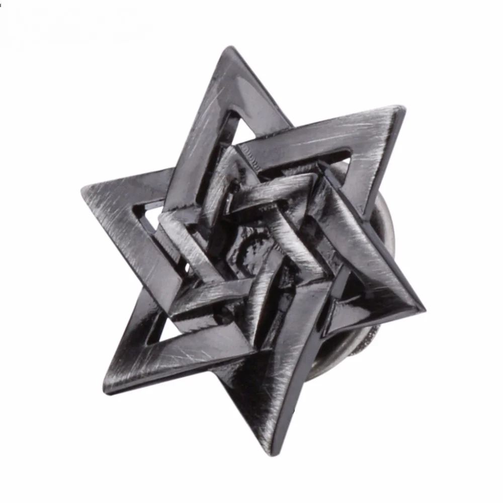 Fashion hexagram silver color lapel pin brooch men\\\'s star of david brooch party badge exquisite clothing accessories