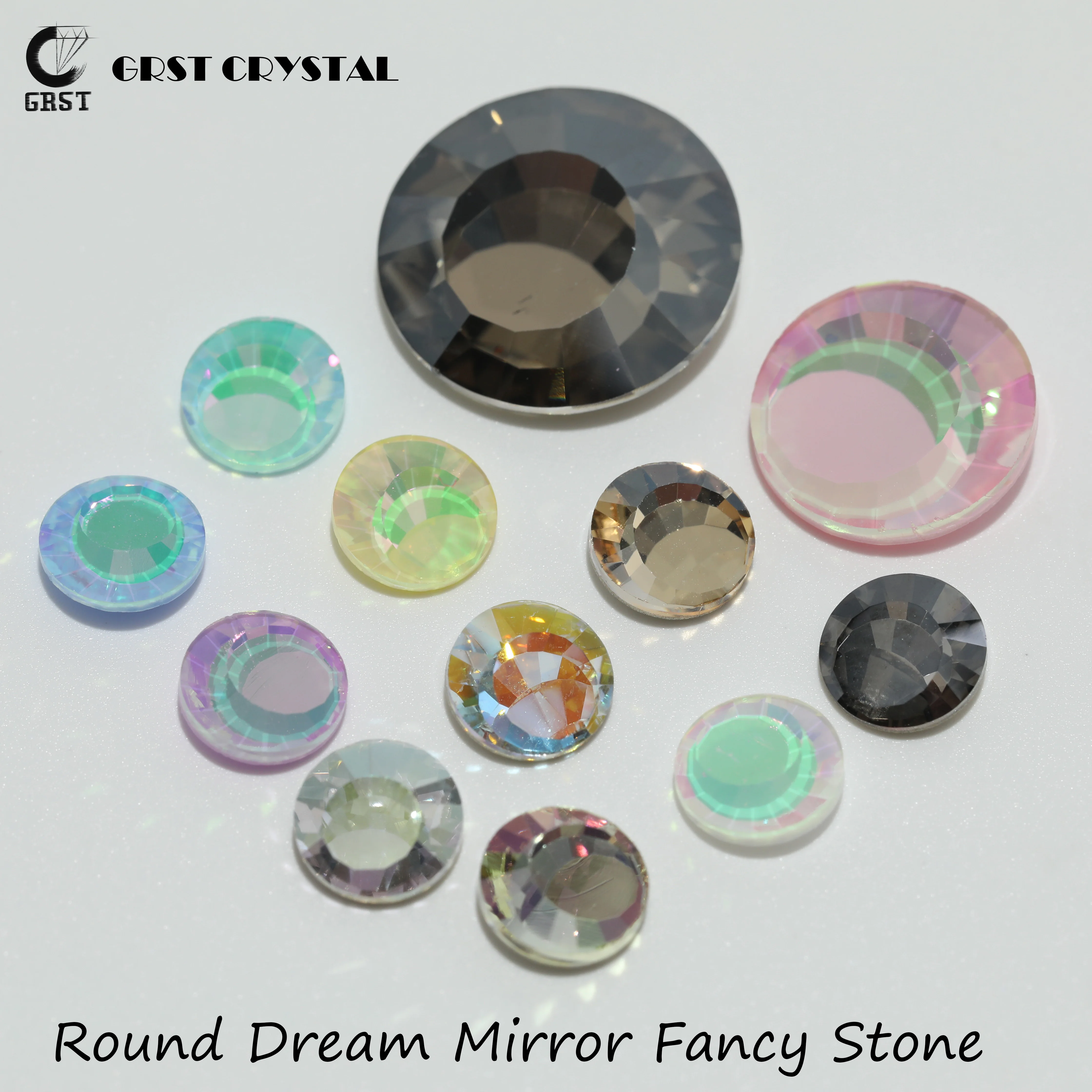 GRST Shiny DV4058 Runde Fancy Stones Crystal Dream Mirror Series Premium Strasssteine für DIY Nagelkunst, Hochzeitskleider, Taschen und Zubehör – Detail 1