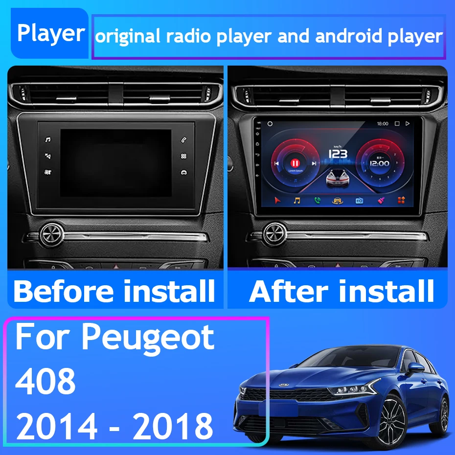 

For Peugeot 408 2014 - 2018 Car Radio Android 13 Carplay GPS Navigation Android Auto Stereo Screen No 2din DVD 5G WiFi