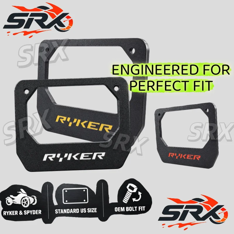 Universal US-spec motorcycle license plate bracket for Can-Am Ryker and Spyder models standard size plate frame