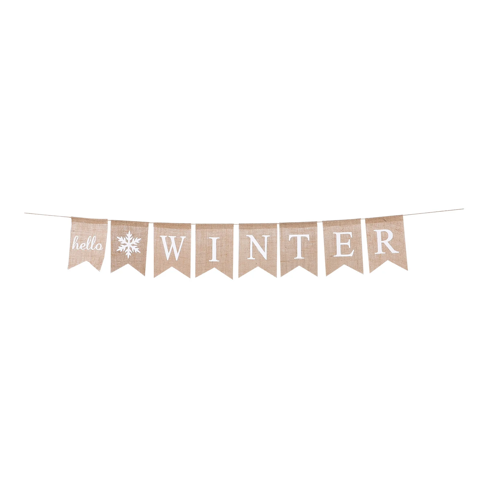 

Linen Banner Winter Theme Party Decorations Swallowtail Garland Snowflake Bunting Flag Winter Party Garland Festive