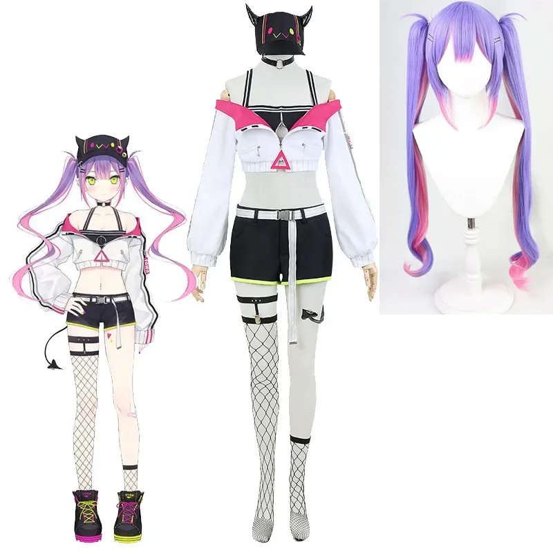 Hololive Tokoyami Towa Cosplay Costume And Hat VTuber Towa's Wig Headgear Halloween Virtual YouTuber Sexy Clothing