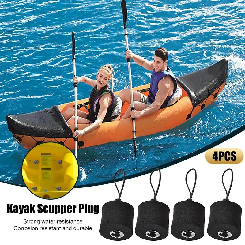 Kayak ปลั๊กสําหรับนั่งท่อระบายน้ํา Stopper 4 ชิ้น Multi-Functional หลุม Stopper Bung สําหรับเรือน้ําควบคุมเปลี่ยน