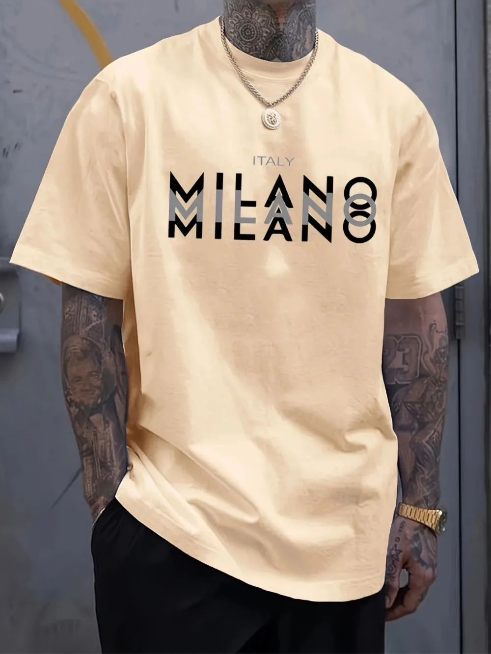 Men's summer casual comfortable breathable round neck T-shirt with letters and various shadow patterns outdoor fashion top image 6