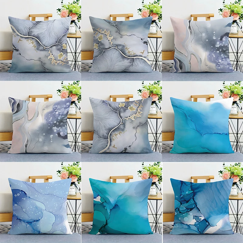 

Декоративная наволочка с мраморной текстурой и принтом, квадратная наволочка для спальни, гостиной