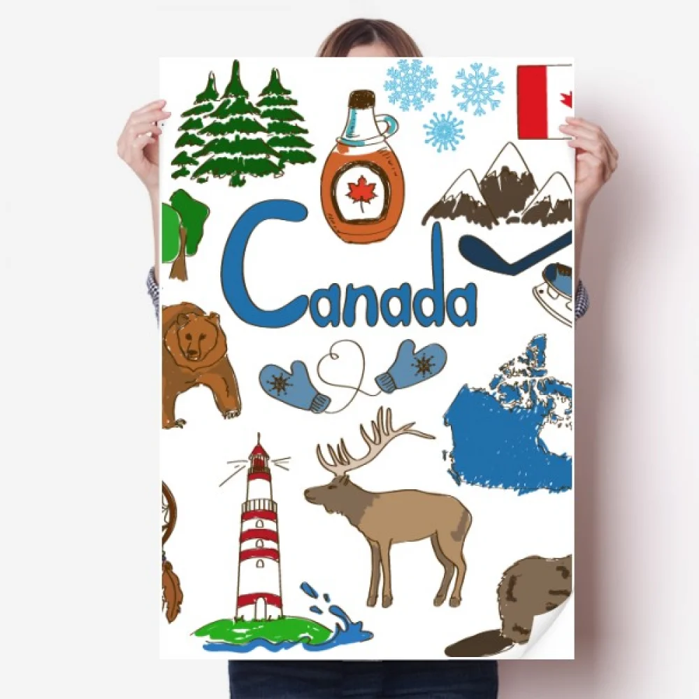 

Canada Landscap Animals National Flag Sticker Decoration Poster Playbill Wallpaper Window Decal