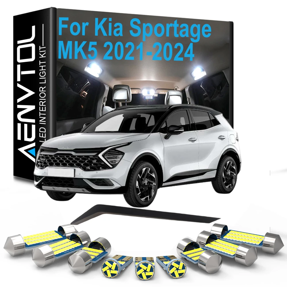 11Pcs LED Bulb Interior Light Kit For New Kia Sportage MK5 5 V 2021 2022 2023 2024 Dome Map Sun Visor Plate Trunk Lamp