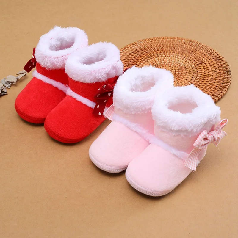 Winter Baby Girl Shoes Solid Color Plus Velvet Bow Baby Boots Warm Newborn Toddler Boot baby Boys Shoes Snow Boots 0-18M