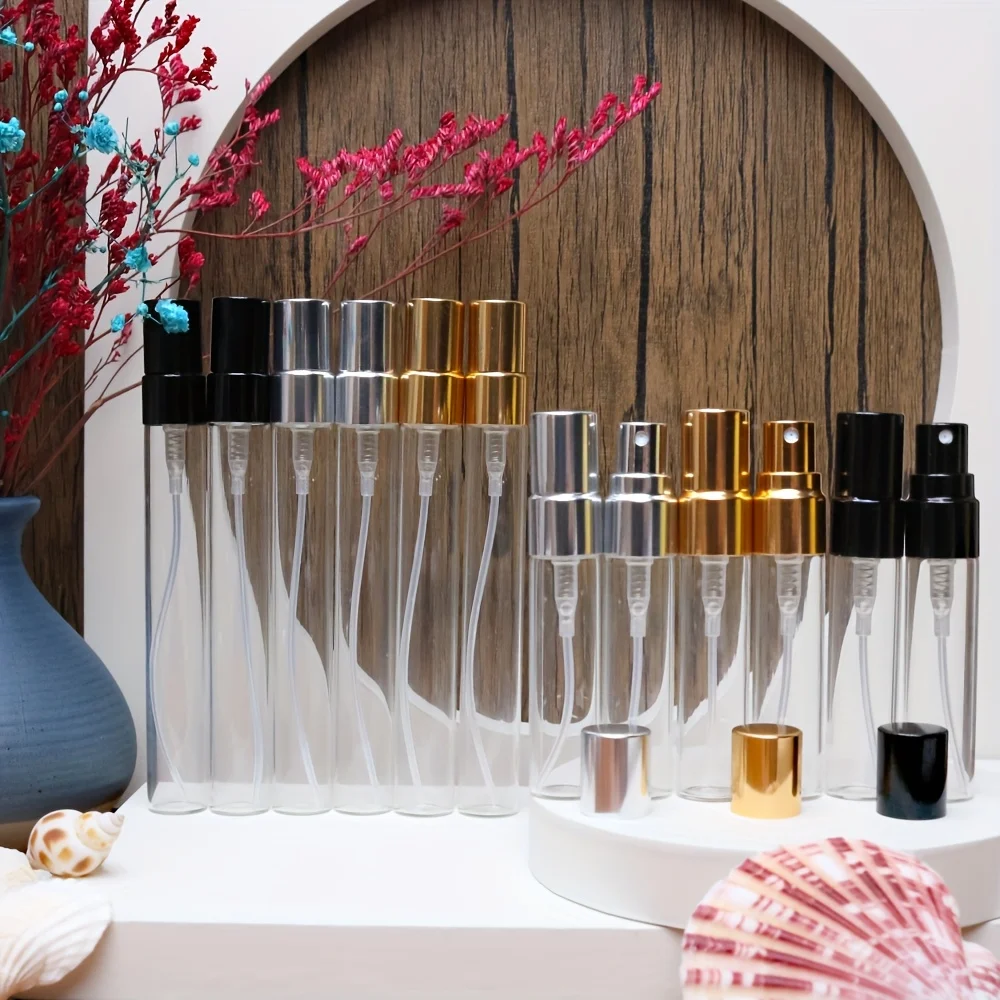 40-Piece Set, 2/3/5/10mL Glass Ultra-Fine Spray Bottles, Suitable for Perfume, Aromatherapy, and Essence Water Packaging