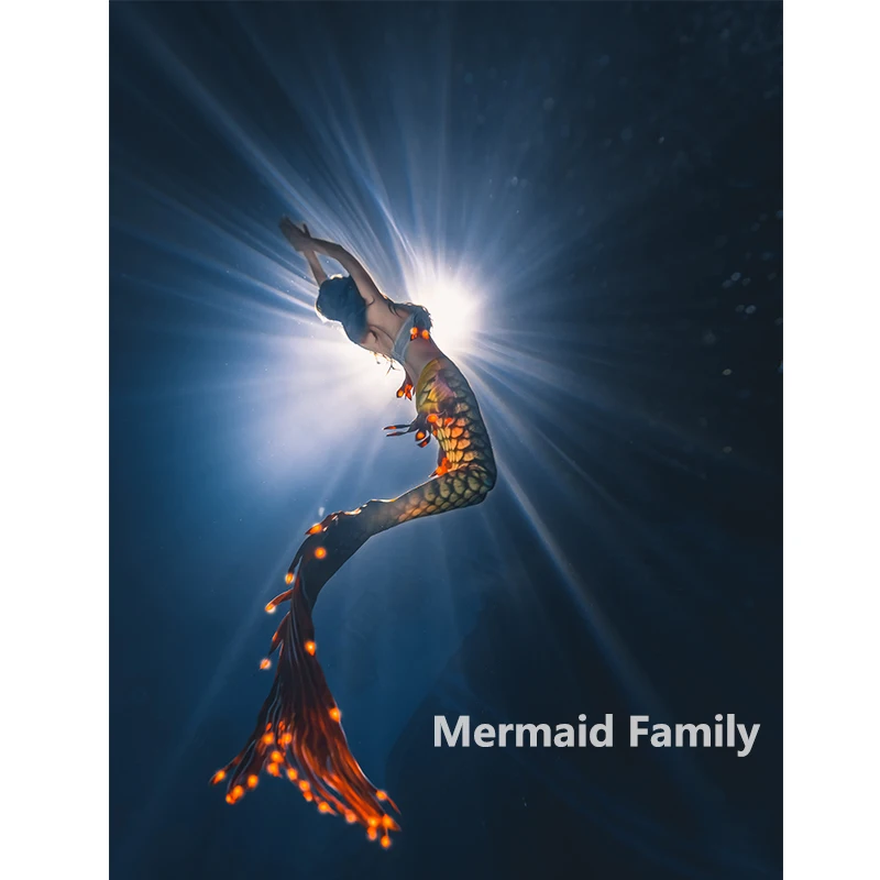 Led Light in Dark Mermaid Skin Tail Luminous Light Mermaid Fish Tail Swimming and Diving In the Water Bright Mermaid  Cosplay