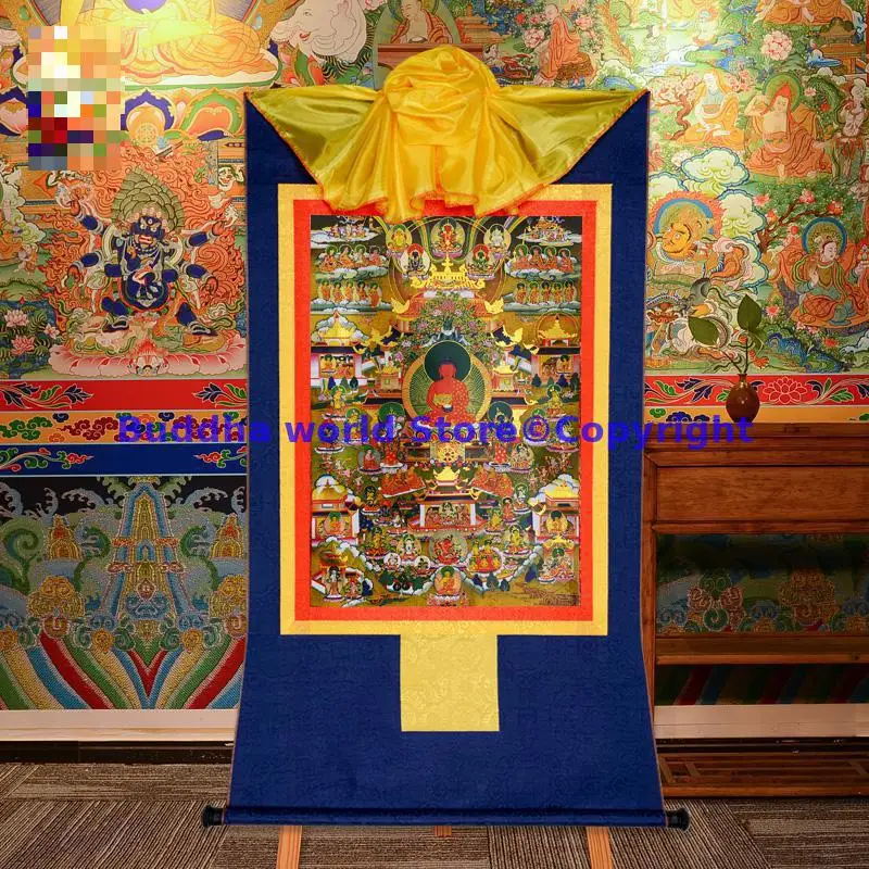 

120cm Wholesale Buddhist Shakyamuni mandala Elysian Fields Paradise Thangka HOME temple Efficacious talisman Thang-ga painting