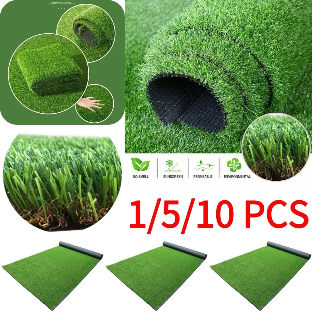 1/5/10PCS Artificial Turf Grass Lawn Realistic Synthetic Mat Washable Turf Outdoor Garden Decor Fake Grass Mat Carpet Indoor