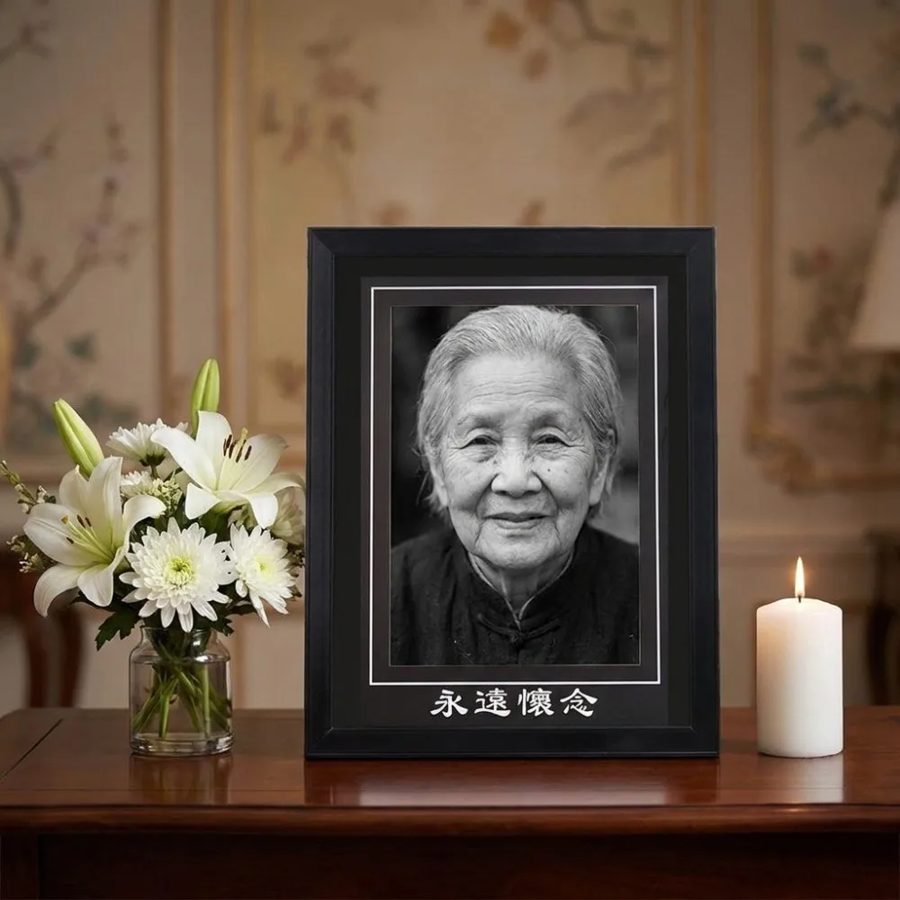 Nostalgic Style Rectangular Memorial Photo Frame Classic Deceased Picture Storage Frame Vintage Wooden Photo Frame Wall Mounting