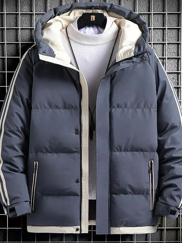 

Мужская зимняя утепленная хлопковая куртка с капюшоном, теплая, утолщенная, приталенного кроя, с длинными рукавами, двубортная, модная, в городском стиле