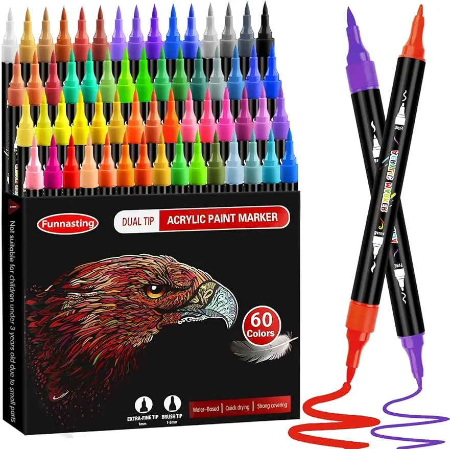 double head point pen conjunto para papelao marcador acrilico propileno metal pinturas de contas de mao escova de belas artes 30 cores 60 cores 01