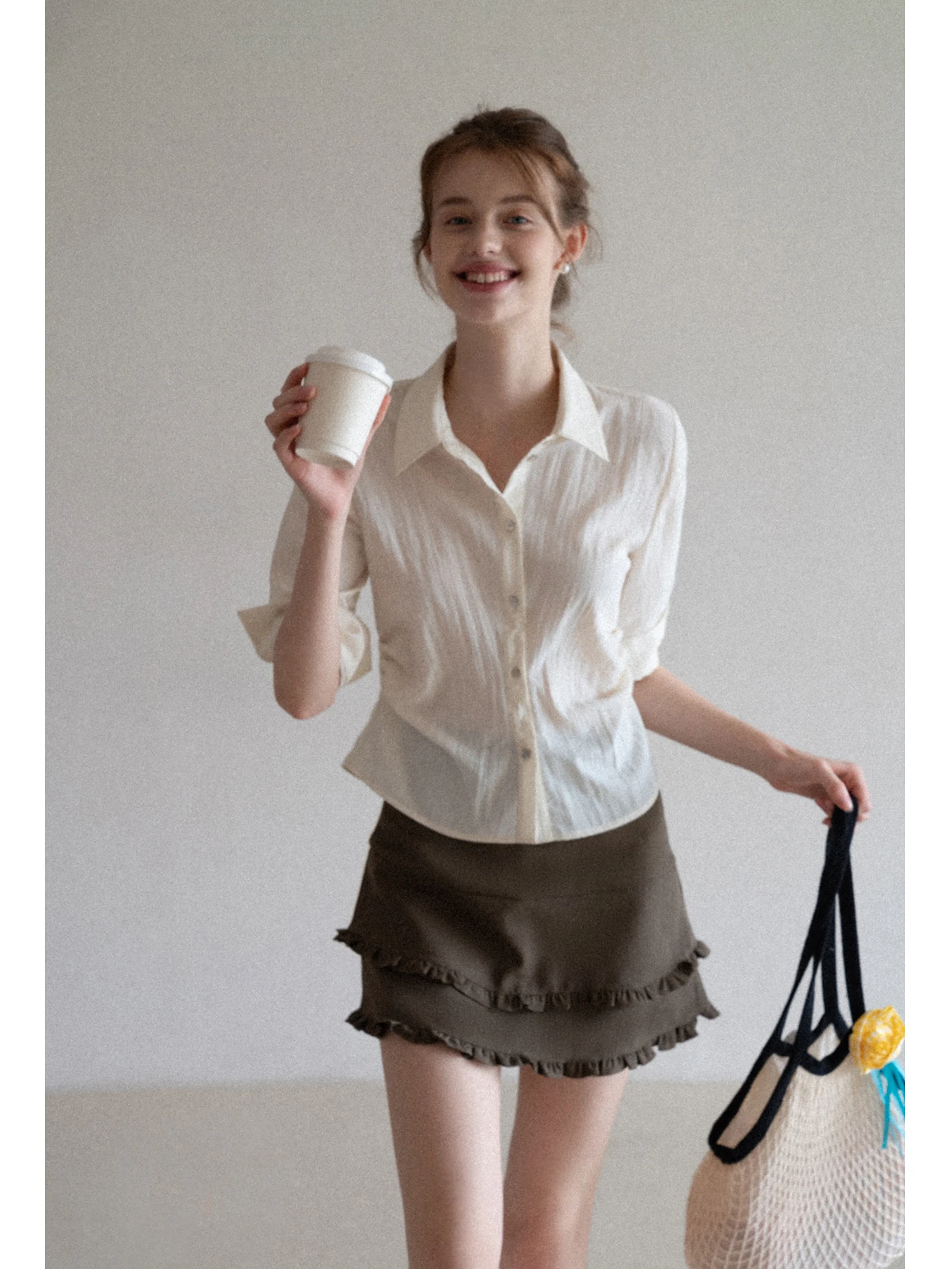 

Eggka Beige irt Svel для похудения, повседневный женский кардиган с открытым воротником и вырезом на талии Old Money Sle