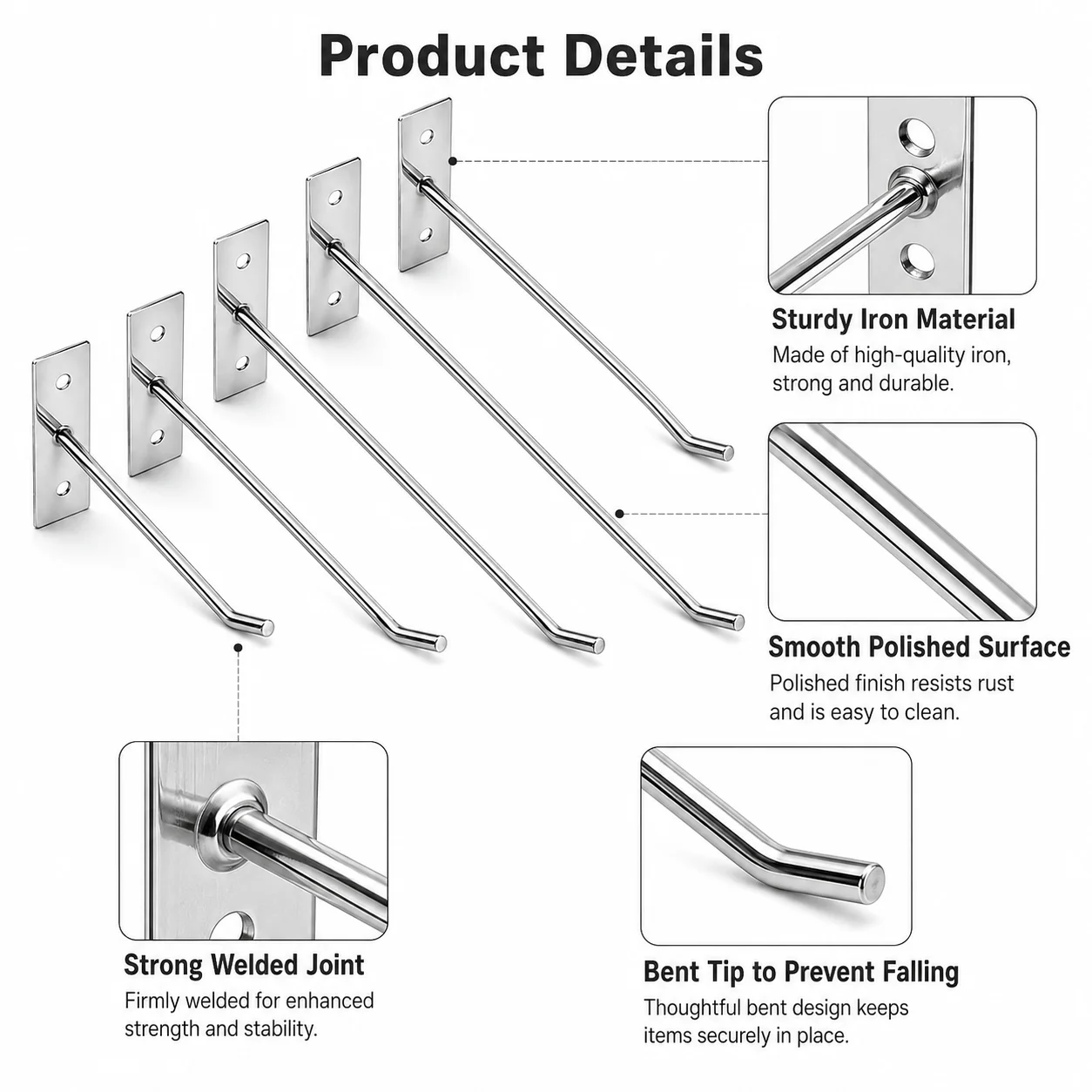 5-25Pcs Wall Mounted Hook With Screws, Garage Tool Storage And Storage Hook, Suitable For Offices, Kitchens, Homes, And Shops