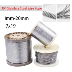 1-10m 1-20mm Diameter 7X19 Structure 304 Stainless Steel Wire Rope Thin Cable Softer Fishing Lifting  Cable