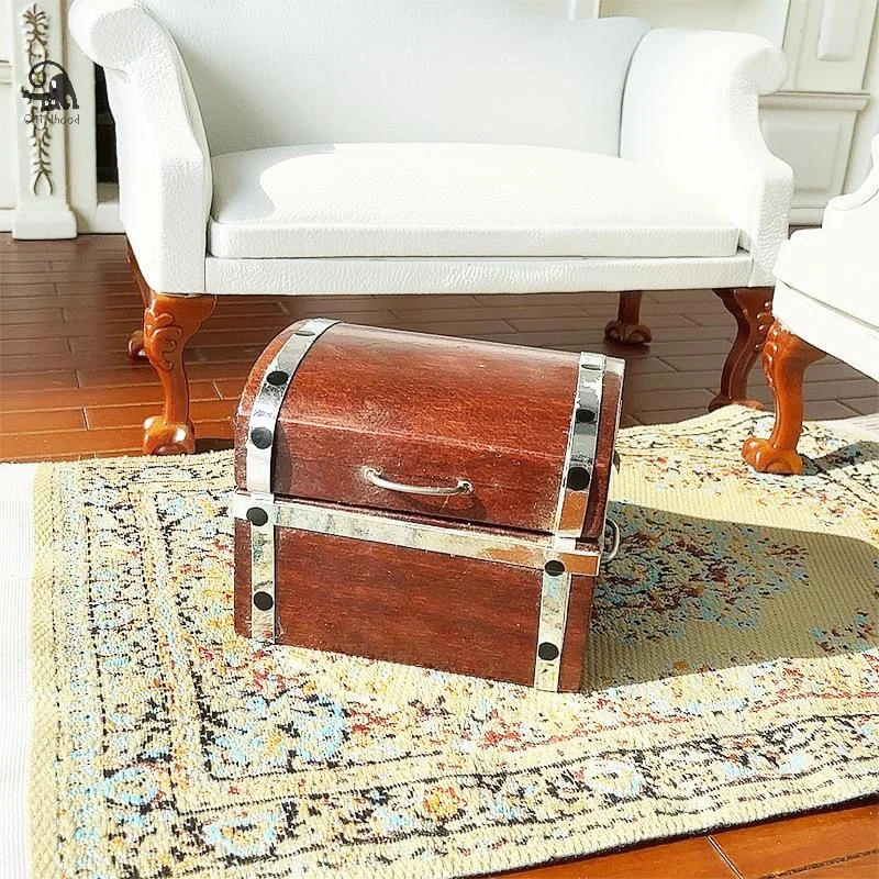 レトロ 1:12 ドールハウスおもちゃシミュレーション開閉可能な宝箱収納ボックスミニチュア家具モデルままごとのおもちゃの装飾子供ギフト