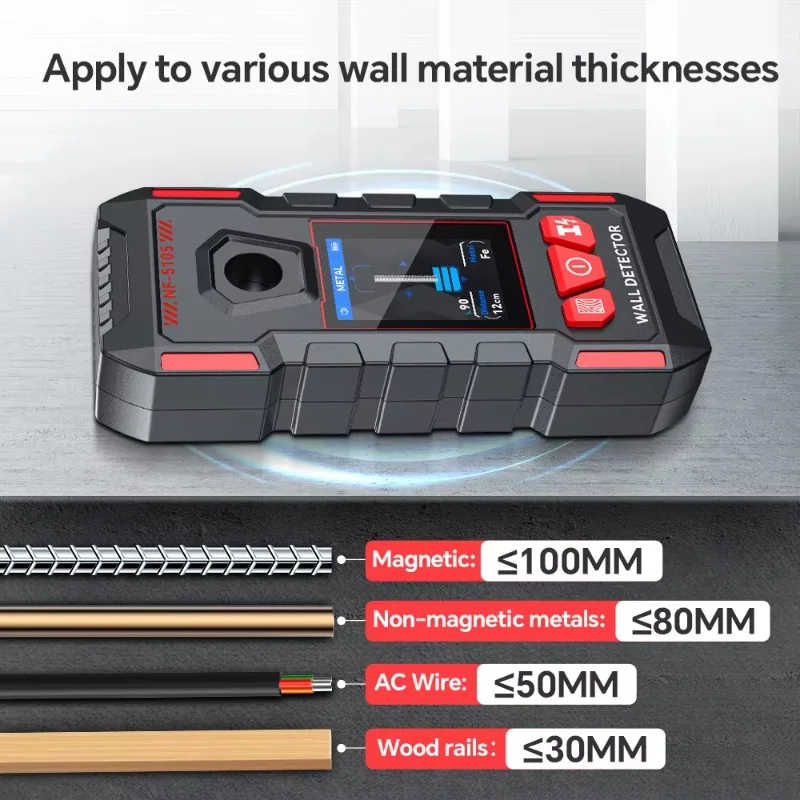 NF-5105 Wandscanner 3-in-1 Stud Finder detecteert metaal, hout en live-draden |   Hoge nauwkeurigheid en gemakkelijk te gebruiken