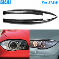 For BMW 1 Series E81 E82 E87 E88 2004-2011 Real Dry Carbon Fiber Fiber Headlight Eyelid Eyebrow Panel Cover Trim Car Accessories