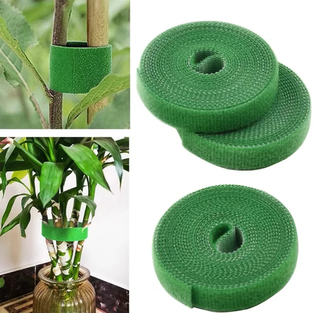 10M Nylon Plant Bandage Tie Reusable Plant Hook Loop Ties Green Fastener Tape Bamboo Cane Wrap Support Home Garden Accessories