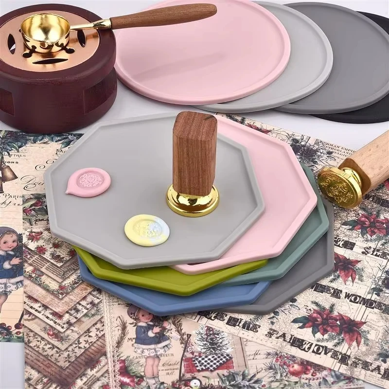 سيليكون جولة ختم الشمع مجلس وسادة الشمع ختم النار ورنيش قالب الطلاء دعم DIY بها بنفسك هدايا حفلات الزفاف عيد ميلاد ختم الشمع الوسادة