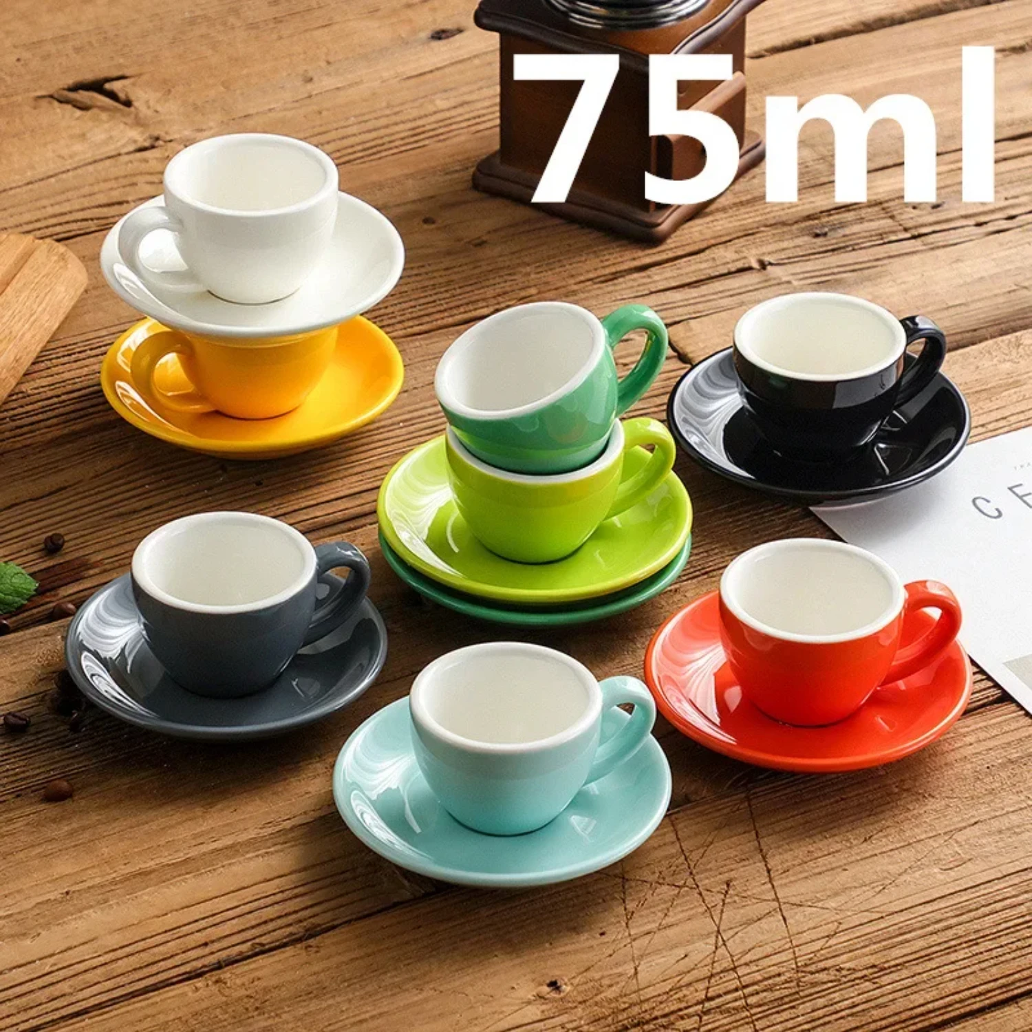 Color Ceramic Espresso Cup Set Coffee Cup American Italian European Style Espresso Cup Thickened 75ml Candy Colored Coffee Mug