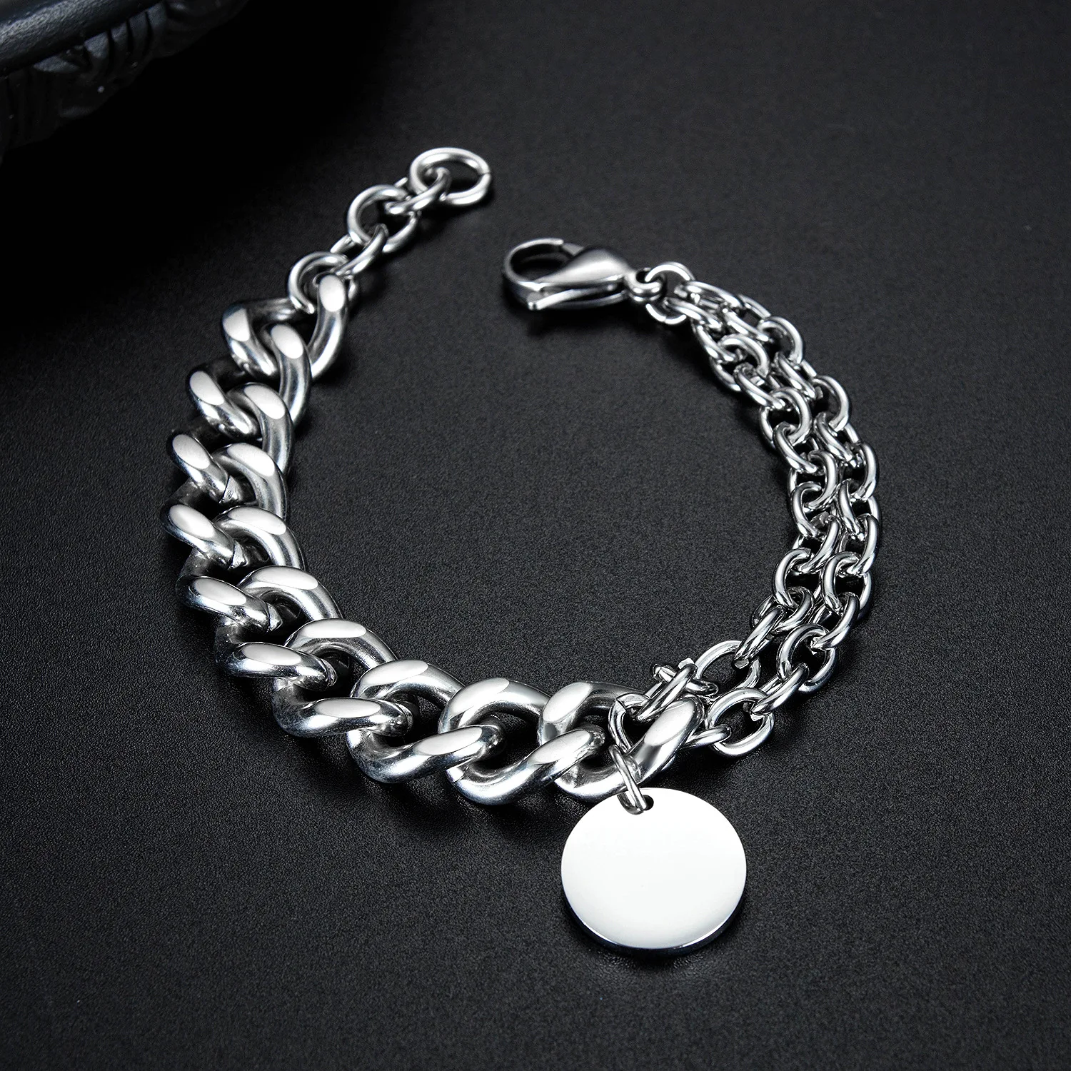 New Fashion 316L Stainless Steel Cuban Chain Bracelet for Men Women Heavy Thick Solid Metal No Fading