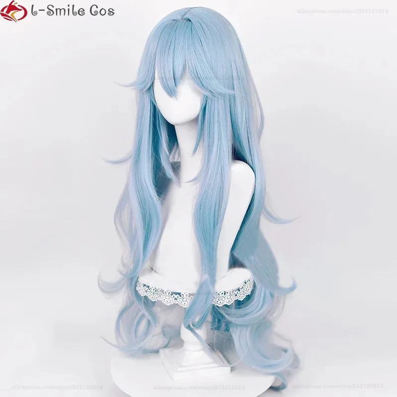 Wig Cosplay Ayanami Rei Anime Berkualitas Tinggi 2025, Panjang 100cm, Warna Biru Cyan Keriting, Tahan Panas, untuk Pesta Halloween + Wig Cap