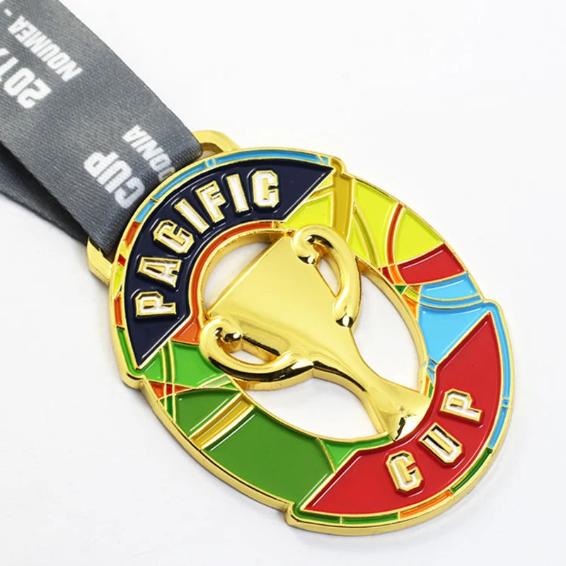 Manufacturer Cheap Design Custom Logo Gold Zinc Alloy Metal 2D 3D Running Race Marathon Finisher Sports Medals With Ribbon