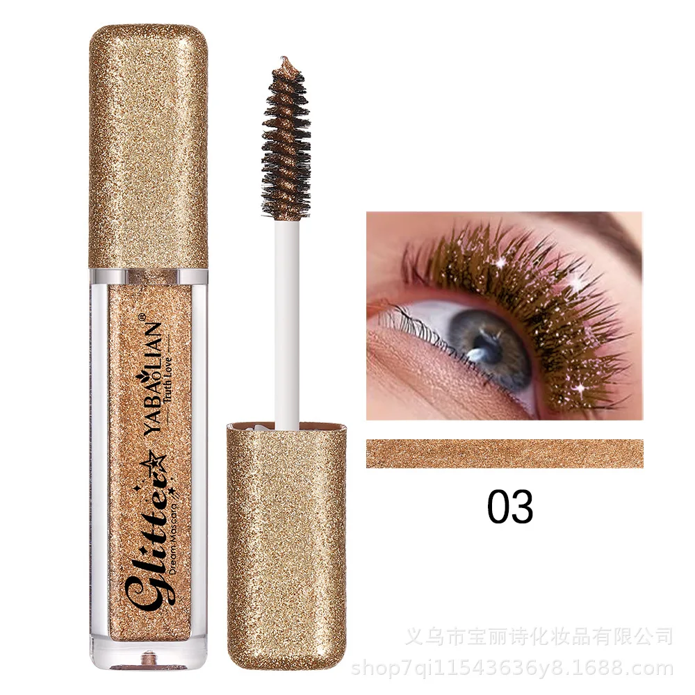 Máscara de pestañas con purpurina de color diamante, maquillaje de ojos nacarado para mujeres, máscara gruesa rizada, Cosméticos Coreanos impermeables, belleza