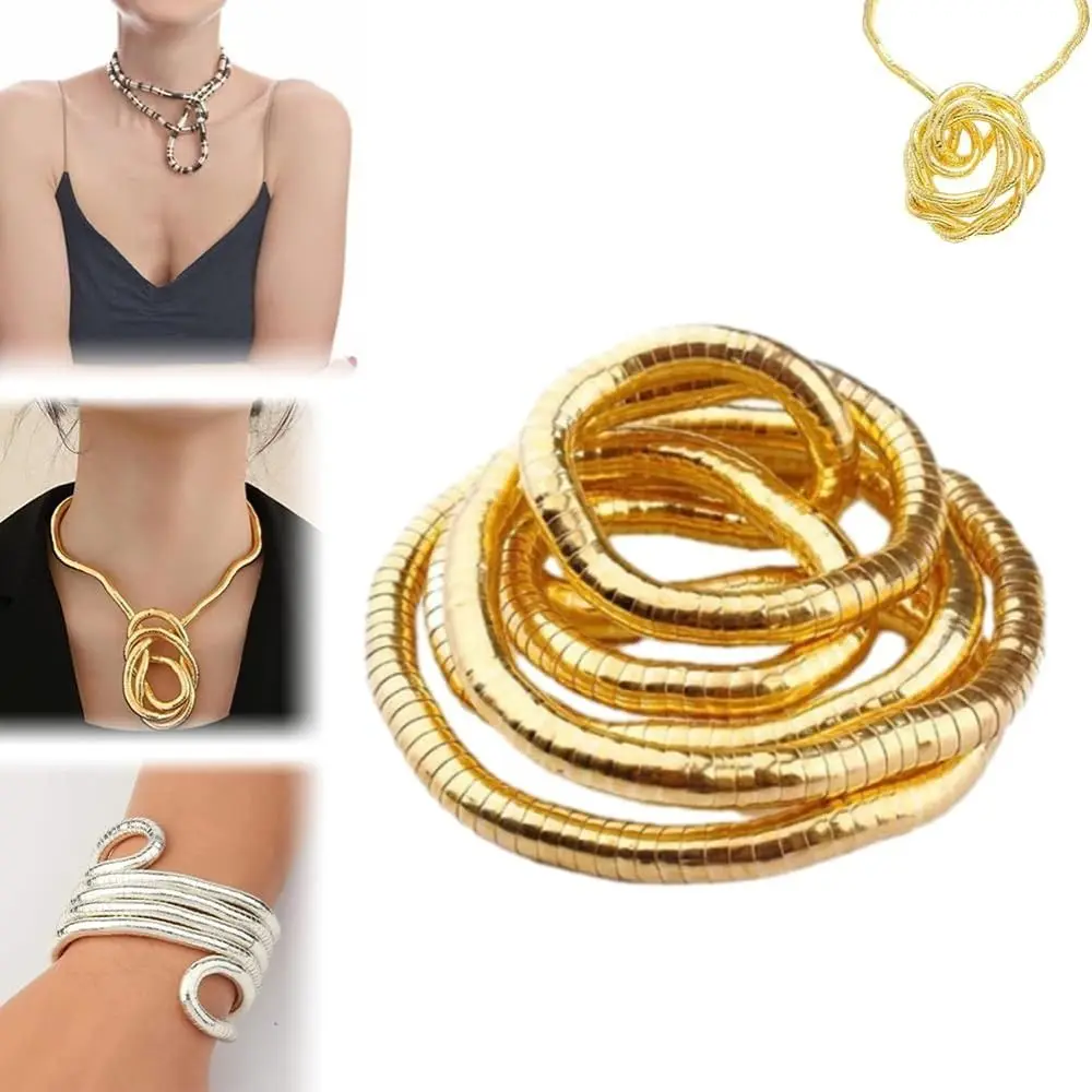 Bendable Snake Necklace Bendable Gold Silver Necklace Flexible Bracelet Twistable Snake Choker for Women Girls