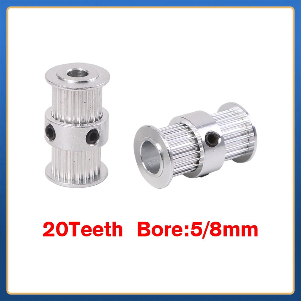 GT2 Pulley Type Double Head GT2 20 Teeth 9mm Width Bore 5/8mm Timing Pulley For GT2 Timing Belt 3D Printer Part Gear