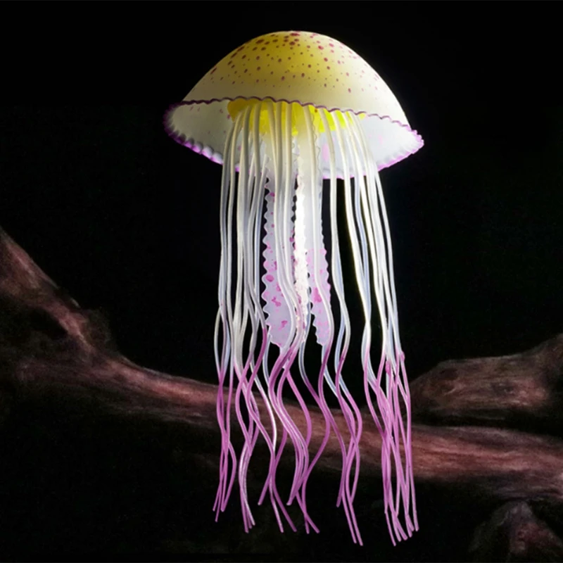 12PCS Sea Moon Luminous Simulation Jellyfish Wholesale Silicone Fluorescent Luminous Floating Fish Aquarium Decoration