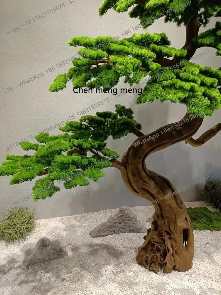 CC Artificial Greeting Pine New Chinese Style Landscape Pine Tree Fake Trees Hotel Mall Decoration Green Plant