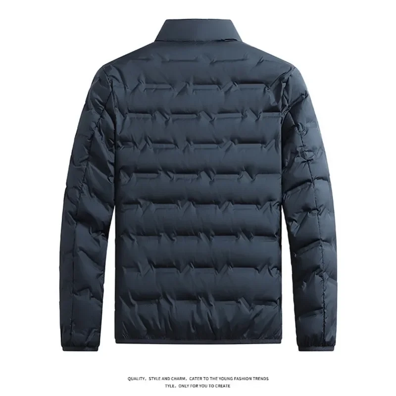 Outdoor Windproof Outerwear Winter Casual Warm Men Fleece-lined Jacket Solid Color Thicken Male Fashion Stand Collar Coats