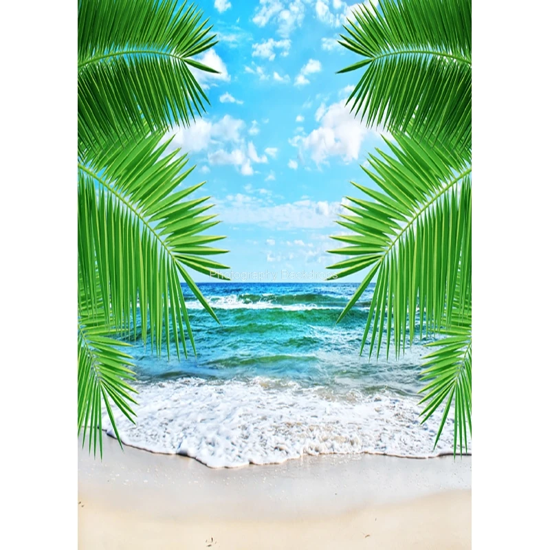ZHISUXI 여름 열대 바다 해변 야자수 사진 배경, 풍경 사진 배경, 포토콜 사진 스튜디오 CXZM-03