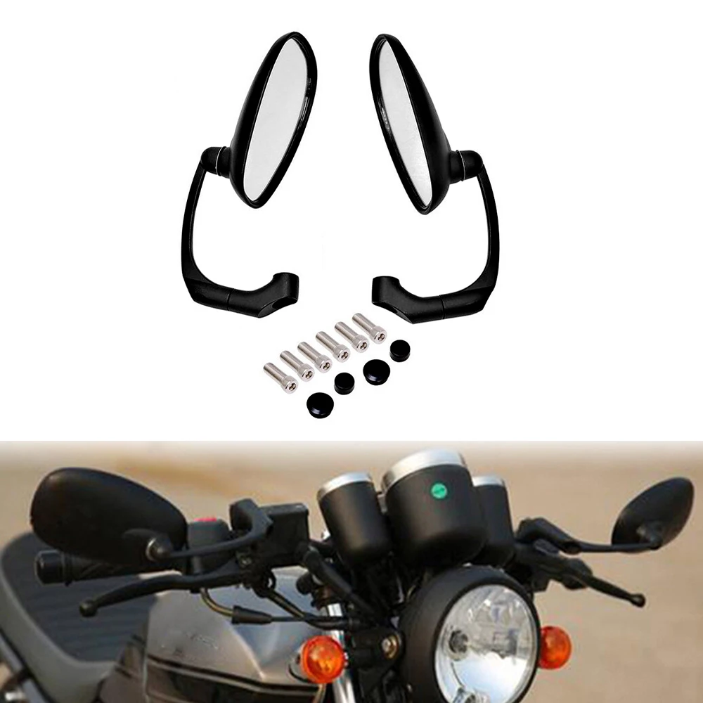 

Pair Motorcycle Retro Oval Rearview Side Mirror For GN CG Cafe Racer Custom Scooter E-Bike Side Mirrors