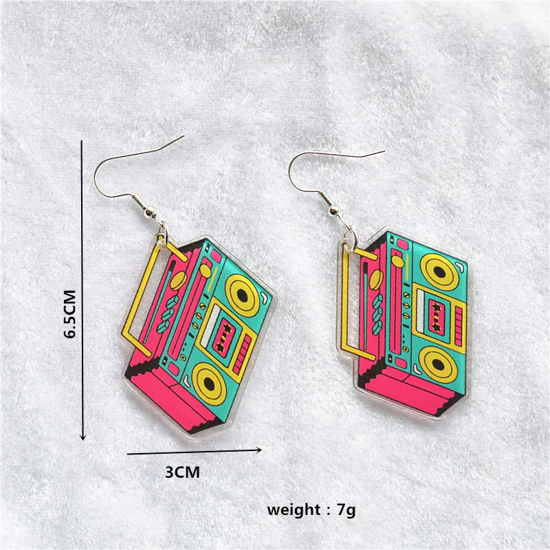 Cube Game Console Radio Acrylic Earrings for Women Cute Back To 80 90\'s Ear Rings Party Jewelry