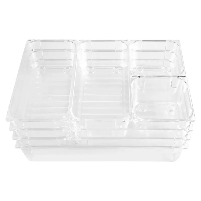 EYFL-9 Pcs Clear Drawer Organizer Trays Assorted 4-Size Drawer Dividers, Versatile Storage Boxes Makeup Organiser Set