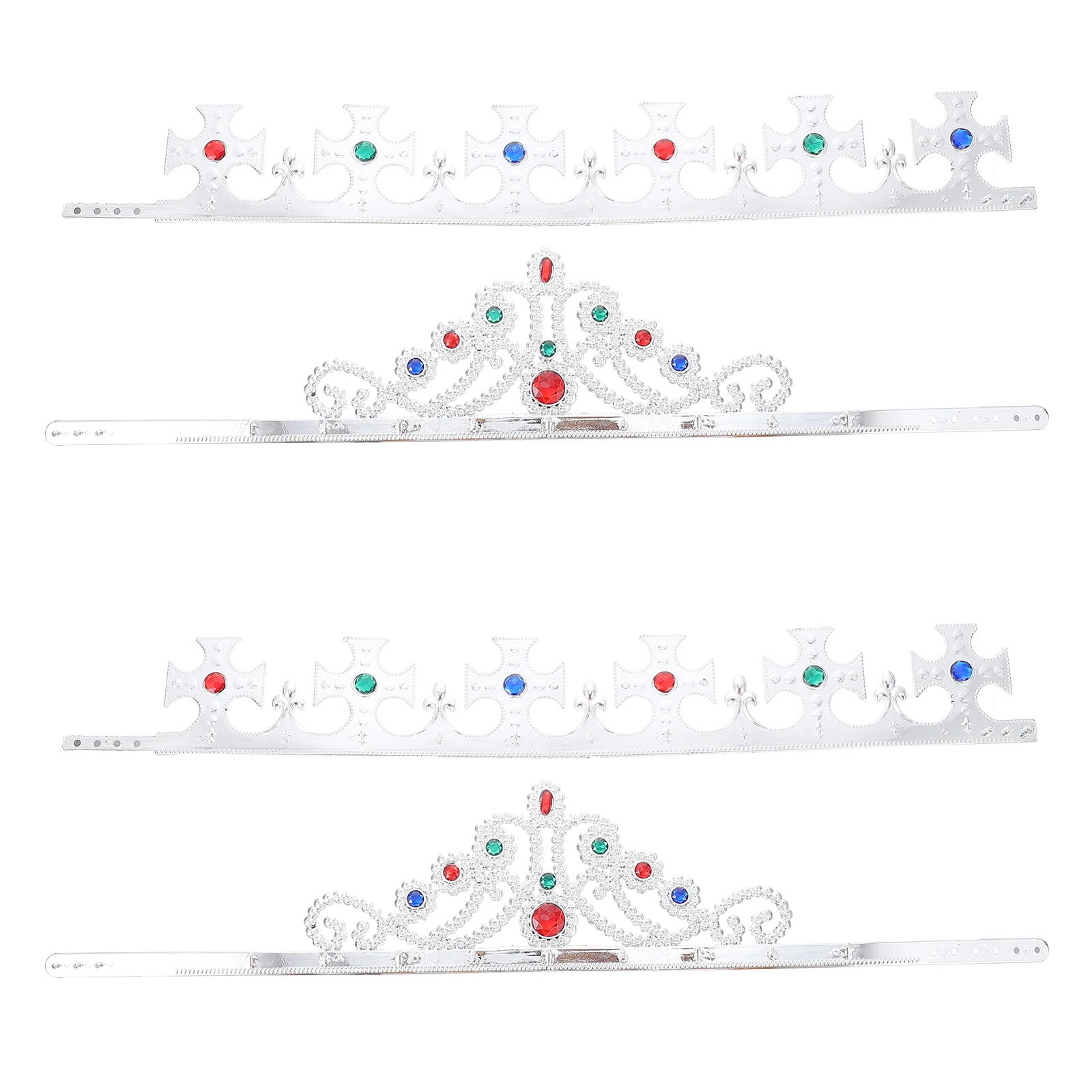

4pcs Rhinestone Studded Crown Headband For Girls Party Birthday Costume Cross Tiara Headdress Elegant Style Performance