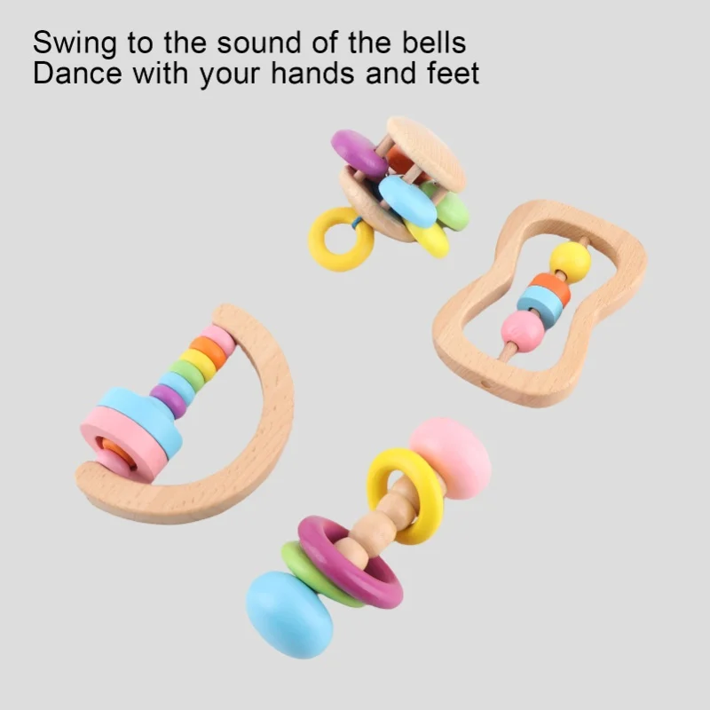 4-delige babyrammelaars set pasgeboren baby handrammelaar vroeg leren grijpspeelgoed voor kinderen