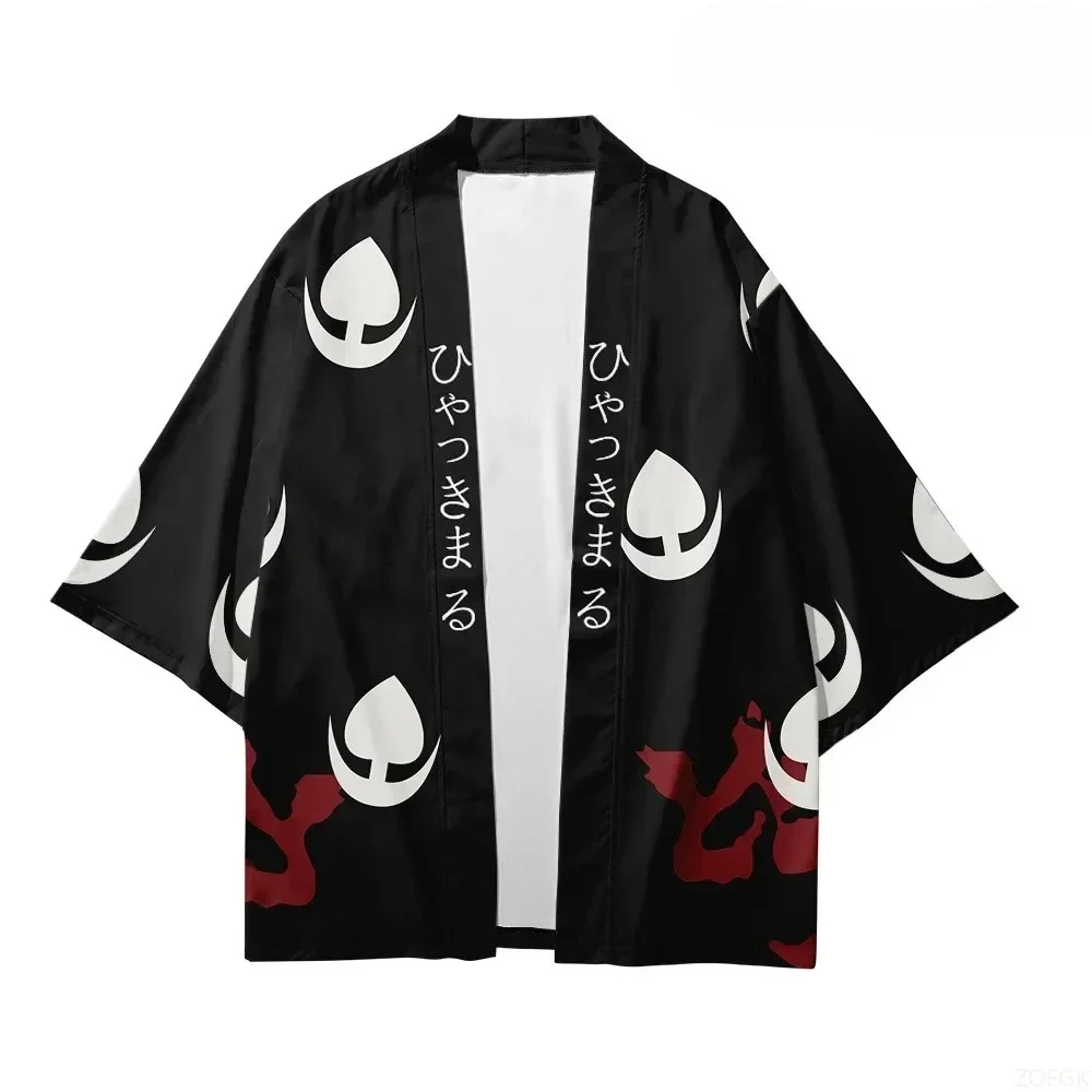سترة شاطئ Samurai مطبوعة ثلاثية الأبعاد للرجال والنساء، كيمونو فضفاض، سترة صوفية بأكمام قصيرة للعب الأدوار