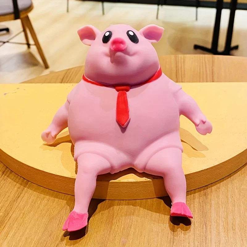 Brinquedo mole de porco rosa, brinquedo de estresse sensorial de porco fofo, brinquedo de porco rosa de alívio de estresse animal elástico engraçado para crianças e adultos