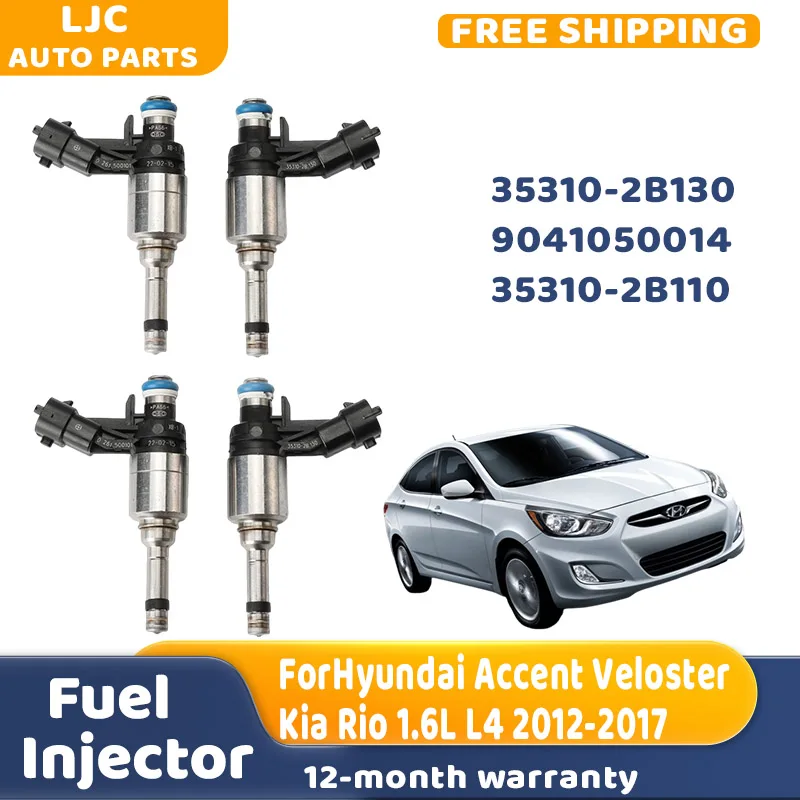 Fuel Injector 35310-2B130 Fit For Hyundai Veloster Accent Tucson Kia Rio Soul Forte5 Optima 1.6L 12-2018 35310-2B110 9041050014